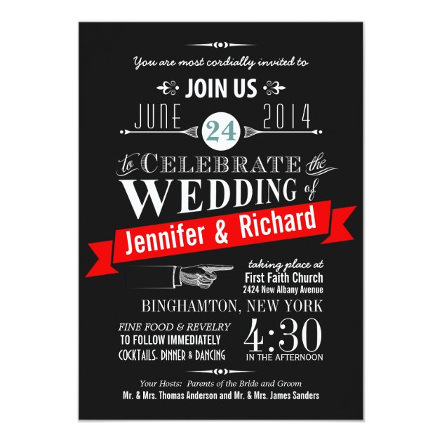 Chalkboard Art Deco Wedding Invitations