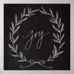 Chalkboard Art - Joy Wreath Poster<br><div class="desc">A modern way to decorate this season. A hand-drawn wreath is perfectly complimented by a simply scripted "Joy".  Beautiful when framed with a rustic barnwood or dark brown frame.</div>