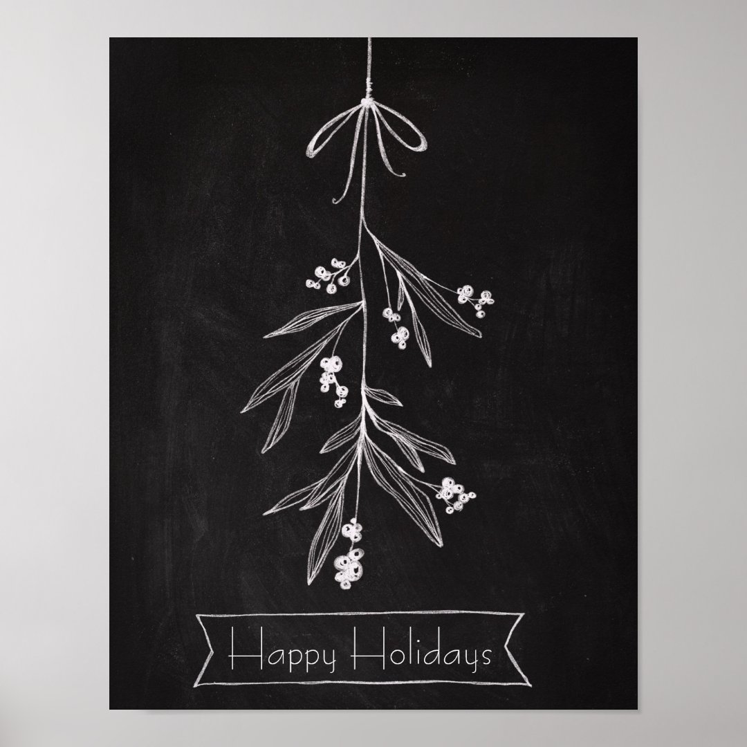 Chalkboard Art Mistletoe Poster Zazzle