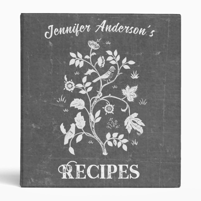 Chalkboard Art Nouveau Recipe 3 Ring Binder (Front)
