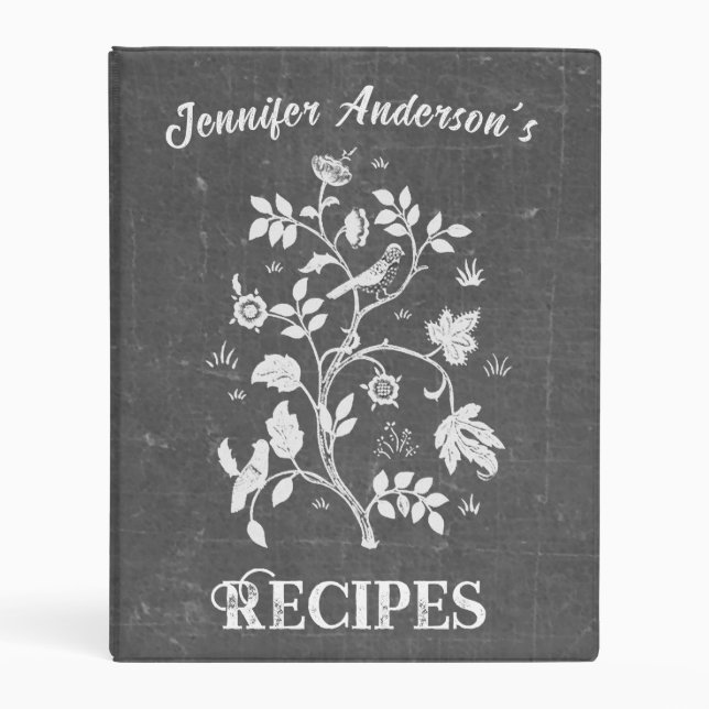 Chalkboard Art Nouveau Recipe Mini Binder (Front)