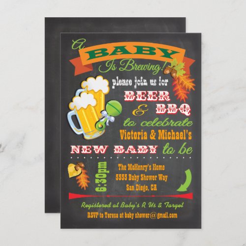 Chalkboard Autumn Baby is brewing baby shower Invitation