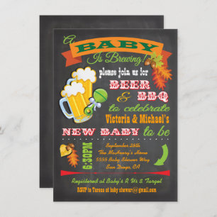 Chalkboard Autumn Baby is brewing baby shower Invitation