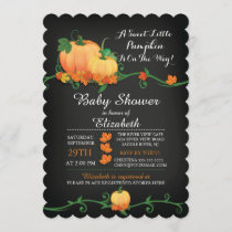 Chalkboard Autumn Pumpkin Baby Shower Invitation