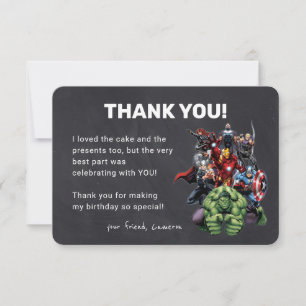 Chalkboard Avengers Birthday Thank You Invitation