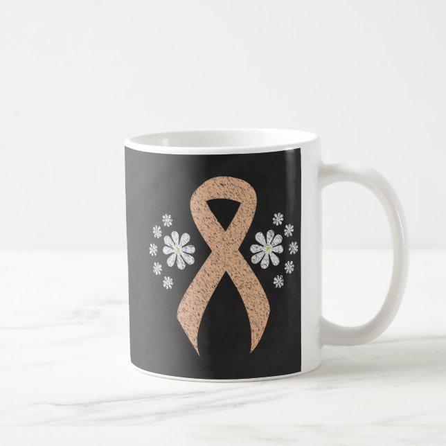 Chalkboard Awareness Peach Ribbon Coffee Mug (Right)