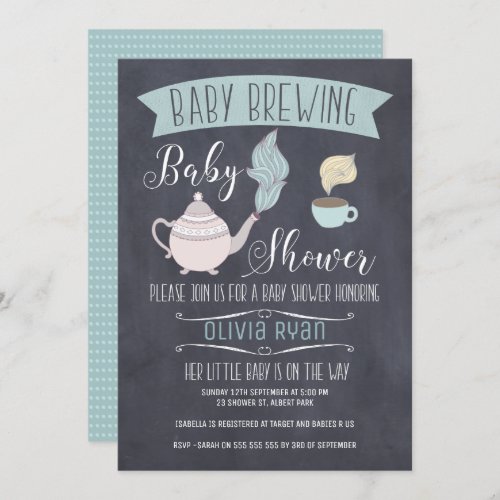 Chalkboard Baby Brewing Baby Shower Invitation