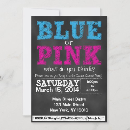 Chalkboard Baby Gender Reveal Invitation