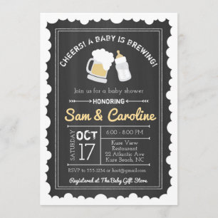 Chalkboard Baby is Brewing Baby Shower, Bubbles Invitation