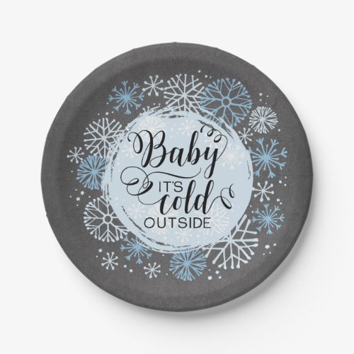 Chalkboard Baby Its Cold Outside 7 Paper Plate