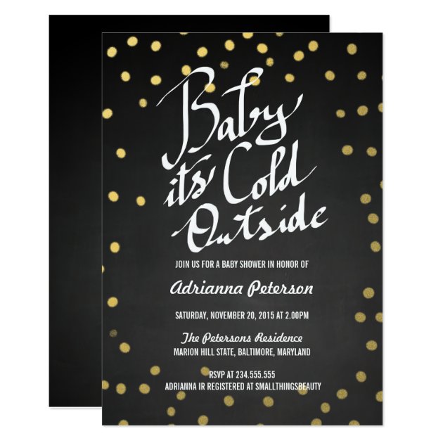 Chalkboard Baby Its Cold Outside Baby Shower Invitation