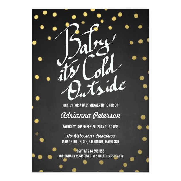 Chalkboard Baby Its Cold Outside Baby Shower Invitation