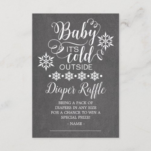 Chalkboard Baby Its Cold Outside Diaper Raffle Enclosure Card