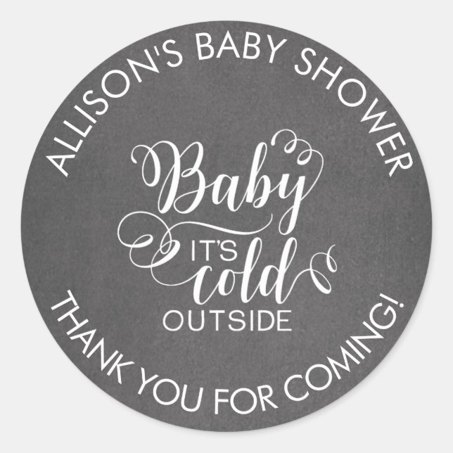 Chalkboard Baby It's Cold Outside Favor Sticker (Front)