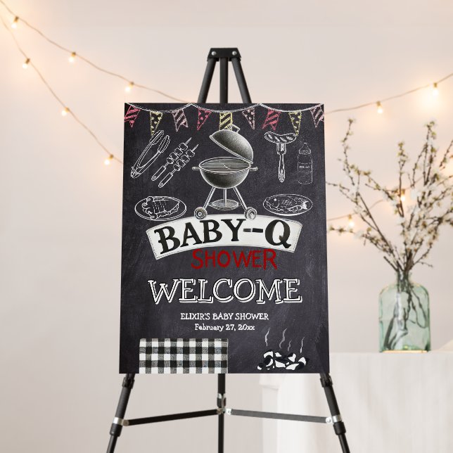 Chalkboard Baby-Q Grill Baby Shower Foam Board (In Situ (Stand))