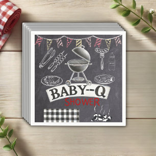 Chalkboard Baby-Q Grill Baby Shower Napkins