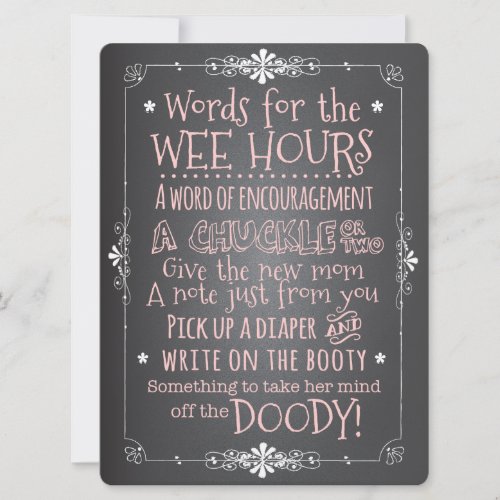 Chalkboard Baby Shower Activity Card Invitation