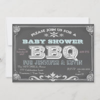 Chalkboard Baby Shower BBQ Invitations
