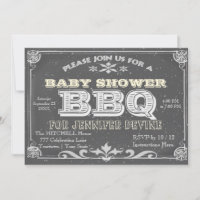 Chalkboard Baby Shower BBQ Invitations