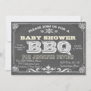 Chalkboard Baby Shower BBQ Invitations