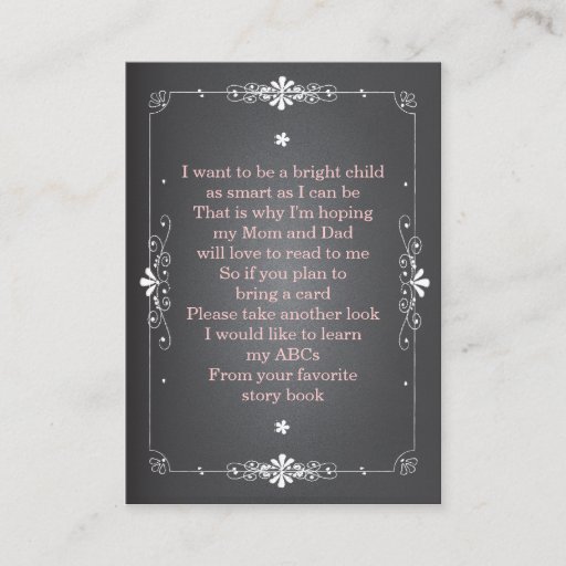 Customizable Chalkboard Baby Shower Book Insert Request Card Business Card Templates