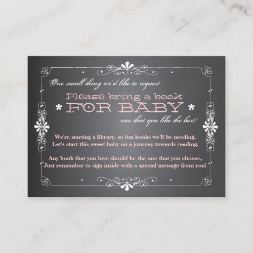Customizable Chalkboard Baby Shower Book Insert Request Card Business Card Template