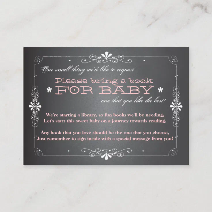 Chalkboard Baby Shower Book Insert Request Card Zazzle