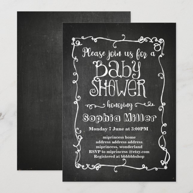 chalkboard baby shower invitation (Front/Back)
