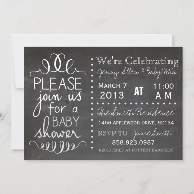 Chalkboard Baby Shower Invitation (Front)