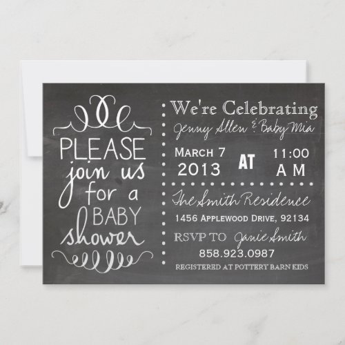 Chalkboard Baby Shower Invitation