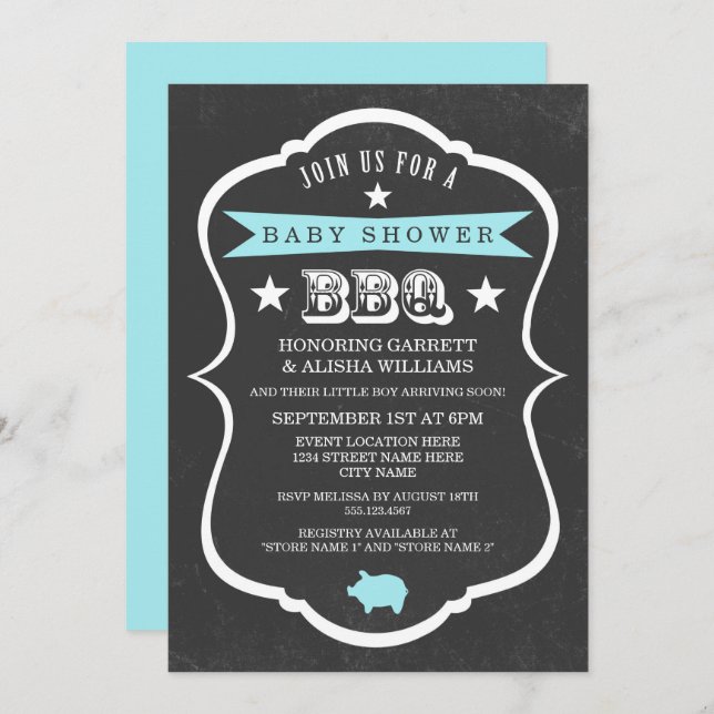 Chalkboard Baby Shower Invitation / Boy (Front/Back)