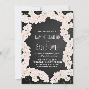 Chalkboard Baby's Breath Floral Baby Shower Invitation