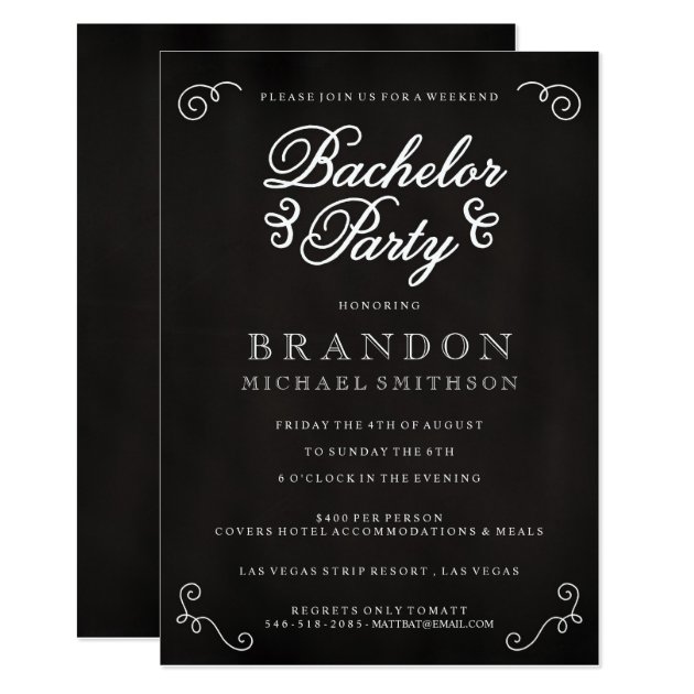 Chalkboard Bachelor Party Invitation