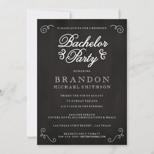 Chalkboard Bachelor Party Invitation