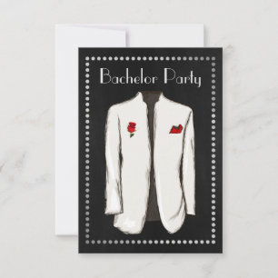 Chalkboard Bachelor Party Invitation White Tuxedo