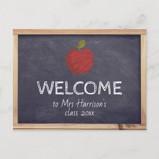 Chalkboard Back to School Welcome Class Teacher Postcard | Zazzle.com