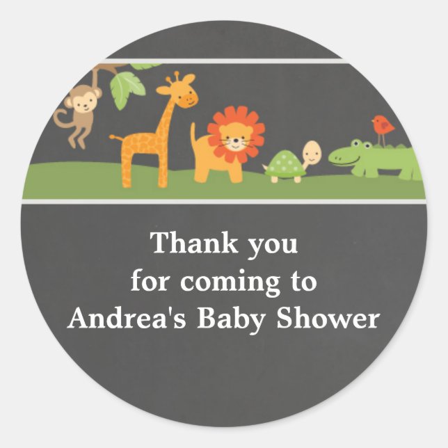 Chalkboard Background Jungle Safari Stickers (Front)
