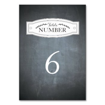 Chalkboard Badge Table Number Card by envelopmentswedding at Zazzle