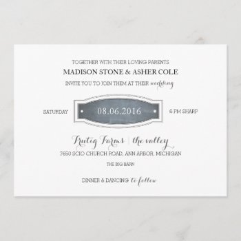 Chalkboard Badge Wedding Invitation by envelopmentswedding at Zazzle