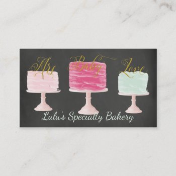 Chalkboard Bakery Business Card With Bakery Cake by ProfessionalDevelopm at Zazzle