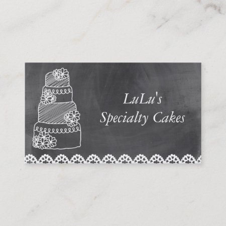 Chalkboard Bakery Business Card With Cake