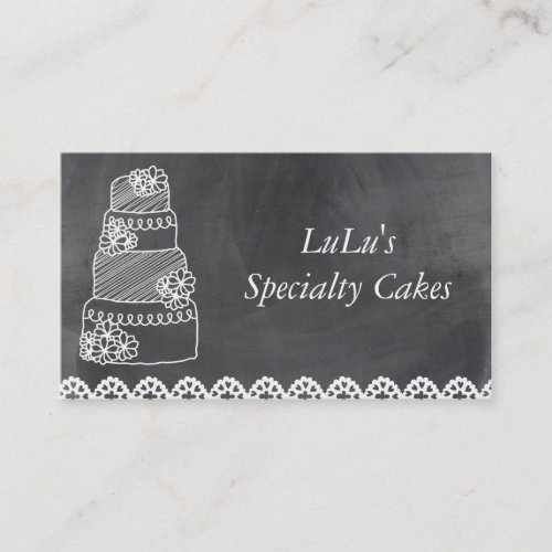 Chalkboard Bakery Business Card with Cake