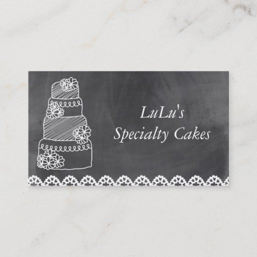 Customizable Chalkboard Bakery Business Card with Cake