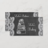 Chalkboard Bakery Business Card with Cake and Lace (Front/Back)