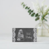 Chalkboard Bakery Business Card with Cake and Lace (Standing Front)