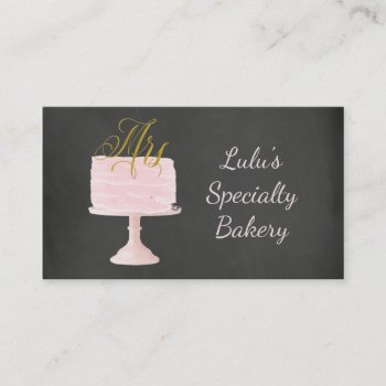 Chalkboard Bakery Business Card With Watercolor Ca by ProfessionalDevelopm at Zazzle