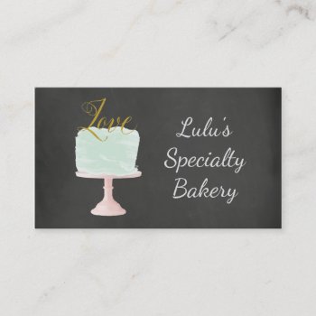 Chalkboard Bakery Business Card With Watercolor Ca by ProfessionalDevelopm at Zazzle