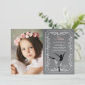 Chalkboard Ballerina Photo Birthday Invitation (Standing Front)