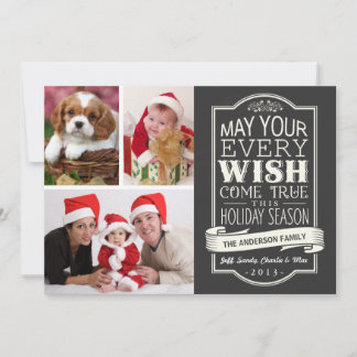 Chalkboard Banner Christmas Holiday 3-Photo Card