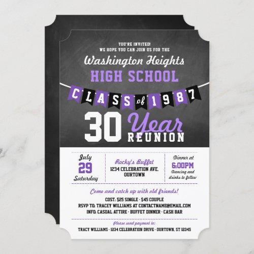 Chalkboard Banner High School Reunion Invitations